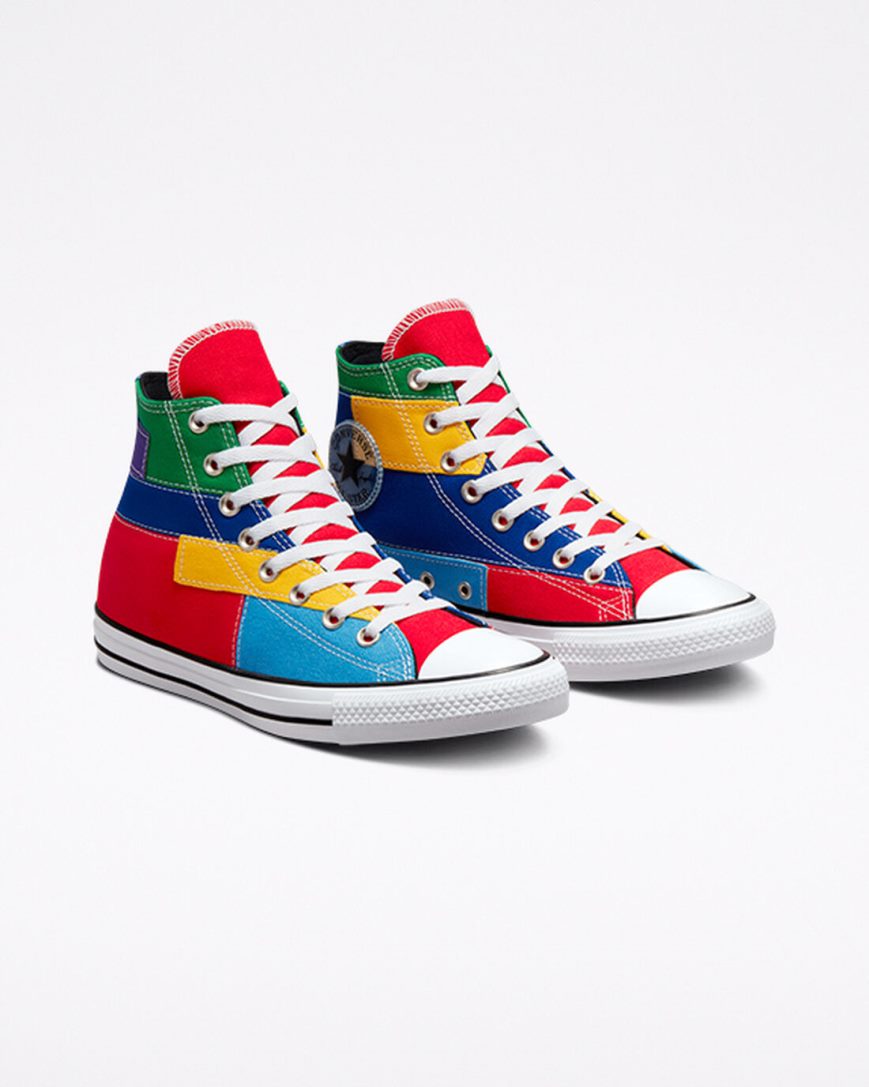 Zapatillas Altas Converse Chuck Taylor All Star Patchwork Mujer Rojas Azules | PE 2450WP